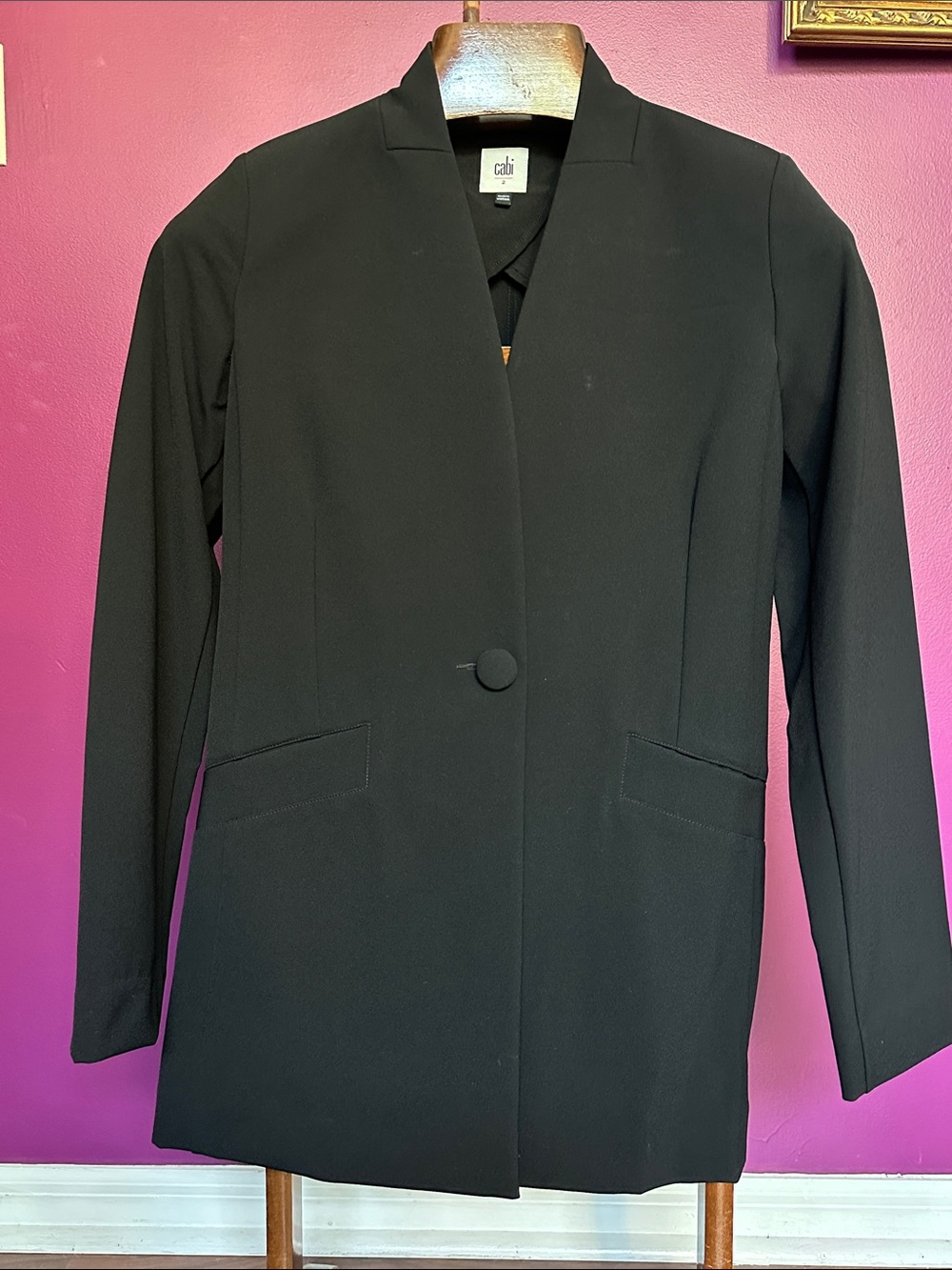 CAbi Black Single-Button Longline Blazer